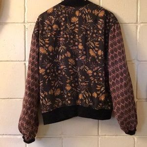 Free People Floral Gypsy Vintage Bomber Jacket